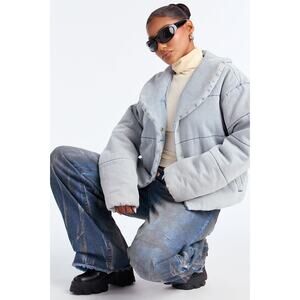 Ice Queen Denim Puffer Jacket - Light Wash - LightWash - Size L